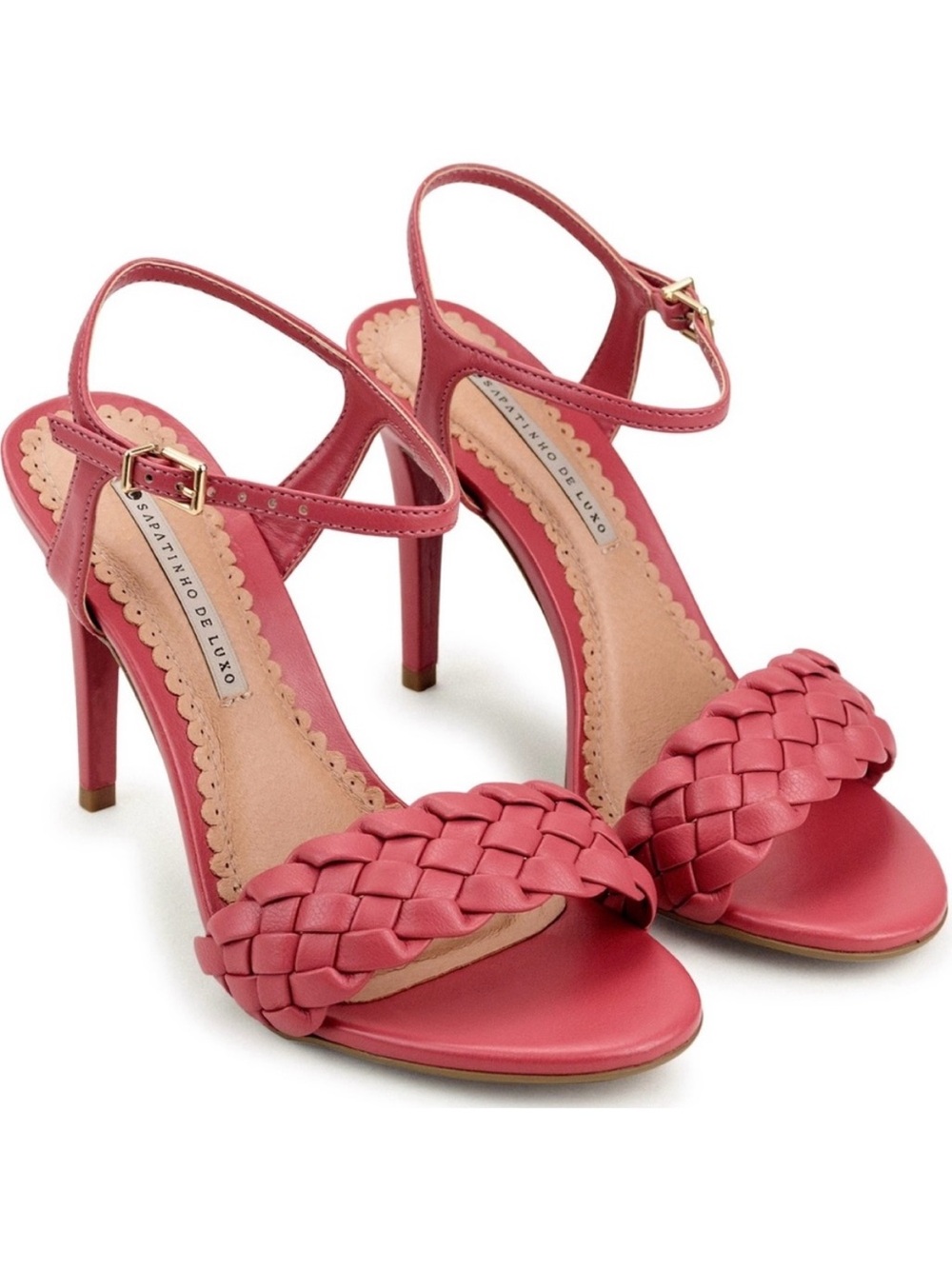 Pink Leather Heels Sandals Ankle Strap size 7 wedding Preppy girly dance party